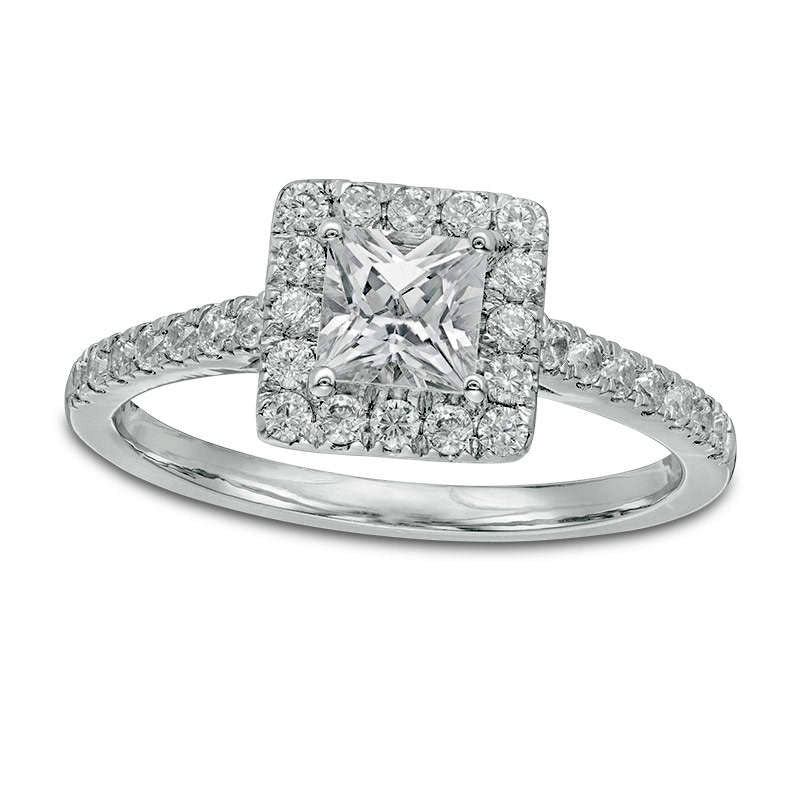 1.25 CT. T.W. Princess-Cut Natural Diamond Frame Engagement Ring in Solid 14K White Gold