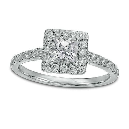 1.25 CT. T.W. Princess-Cut Natural Diamond Frame Engagement Ring in Solid 14K White Gold