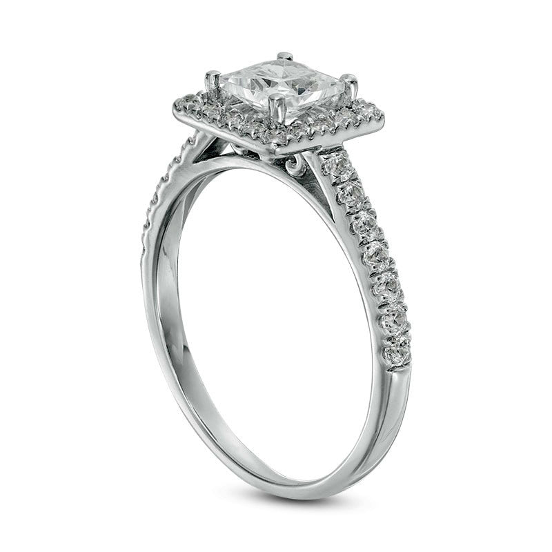 1.25 CT. T.W. Princess-Cut Natural Diamond Frame Engagement Ring in Solid 14K White Gold