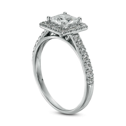 1.25 CT. T.W. Princess-Cut Natural Diamond Frame Engagement Ring in Solid 14K White Gold