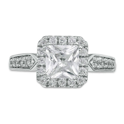 1.5 CT. T.W. Princess-Cut Natural Diamond Frame Engagement Ring in Solid 14K White Gold