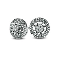 0.05 CT. T.W. Composite Diamond Ribbed Disc Stud Earrings in Sterling Silver