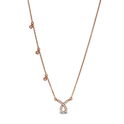 0.25 CT. T.W. Natural Diamond Awareness Ribbon Necklace in Sterling Silver with 14K Rose Gold Plate