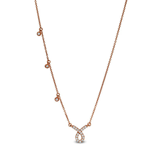 0.25 CT. T.W. Natural Diamond Awareness Ribbon Necklace in Sterling Silver with 14K Rose Gold Plate