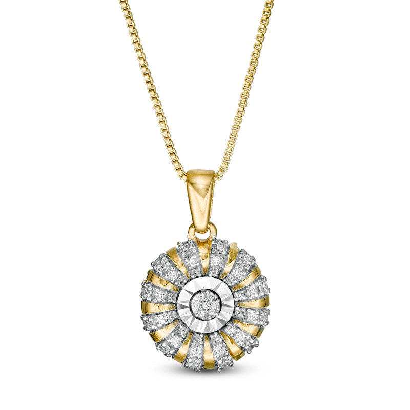 0.2 CT. T.W. Natural Diamond Pinwheel Pendant in Sterling Silver with 14K Gold Plate