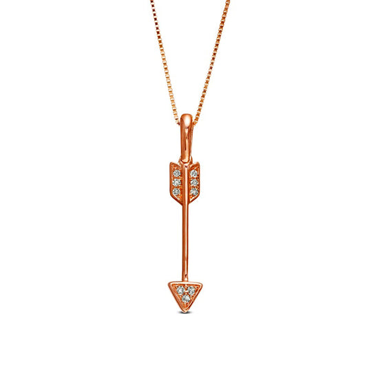 Natural Diamond Accent Linear Arrow Pendant in 10K Rose Gold