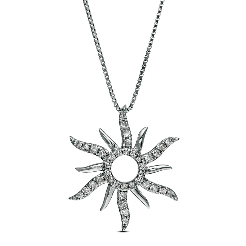 0.13 CT. T.W. Natural Diamond Sun Pendant in 10K White Gold