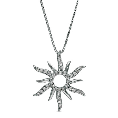 0.13 CT. T.W. Natural Diamond Sun Pendant in 10K White Gold