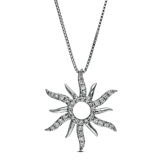 0.13 CT. T.W. Natural Diamond Sun Pendant in 10K White Gold