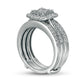 1.0 CT. T.W. Baguette and Round Natural Diamond Cushion Frame Bridal Engagement Ring Set in Solid 14K White Gold