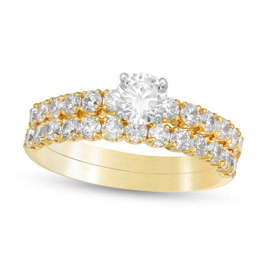 1.5 CT. T.W. Natural Diamond Bridal Engagement Ring Set in Solid 14K Gold