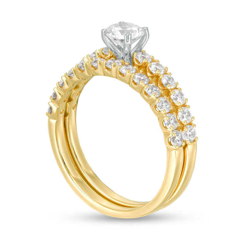 1.5 CT. T.W. Natural Diamond Bridal Engagement Ring Set in Solid 14K Gold