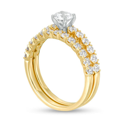 1.5 CT. T.W. Natural Diamond Bridal Engagement Ring Set in Solid 14K Gold