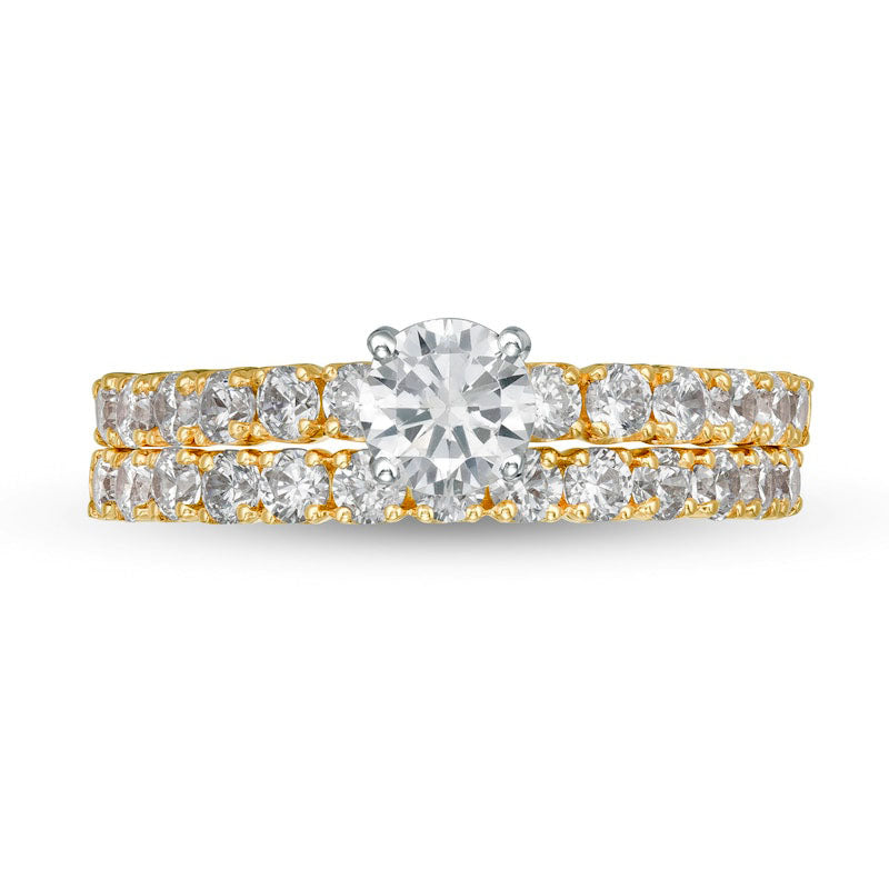 1.5 CT. T.W. Natural Diamond Bridal Engagement Ring Set in Solid 14K Gold