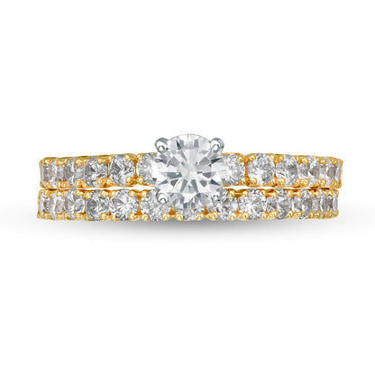1.5 CT. T.W. Natural Diamond Bridal Engagement Ring Set in Solid 14K Gold