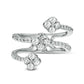 1.0 CT. T.W. Natural Diamond Flower Orbit Wrap Ring in Solid 10K White Gold