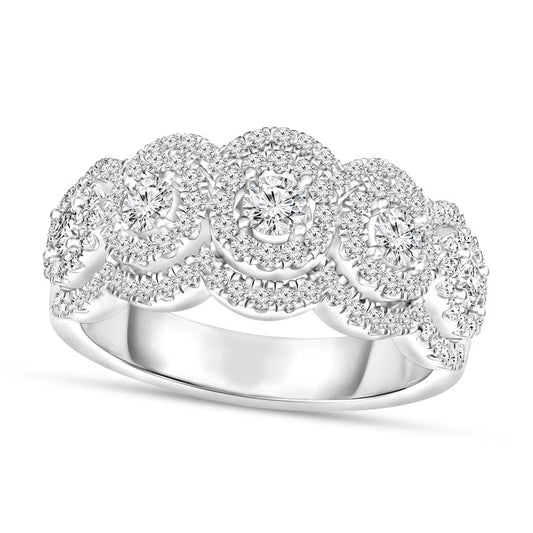 1.25 CT. T.W. Natural Diamond Double Frame Five Stone Ring in Solid 10K White Gold