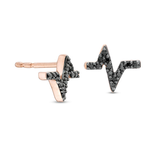 0.07 CT. T.W. Enhanced Black Diamond Heartbeat Stud Earrings in 10K Rose Gold