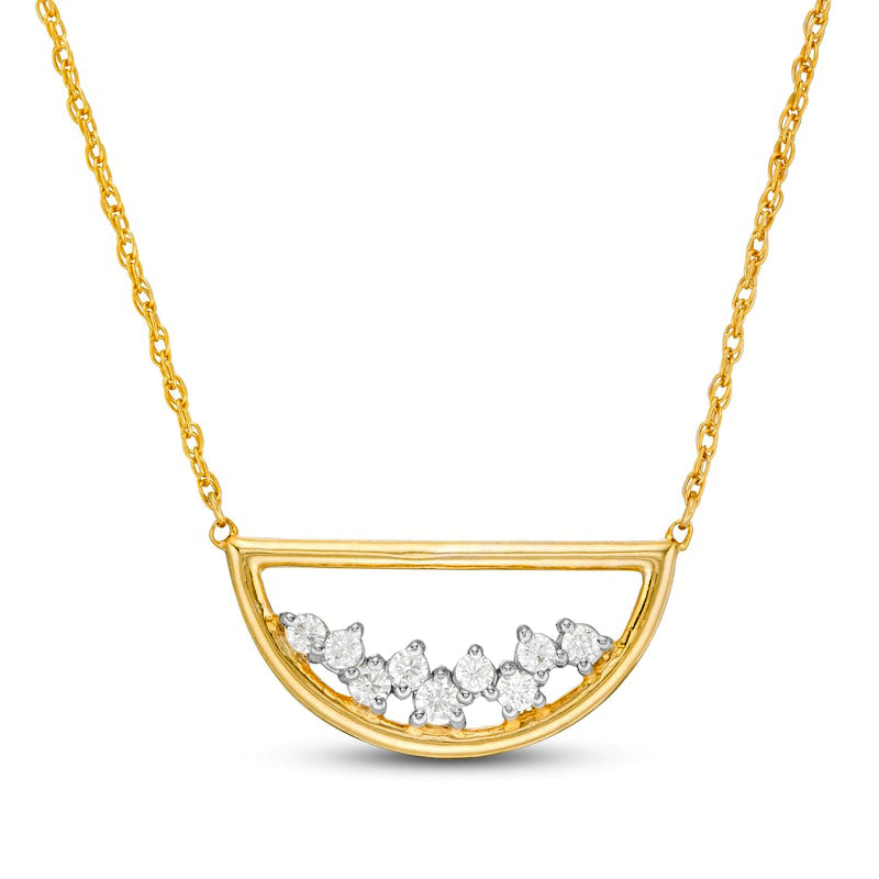 0.2 CT. T.W. Natural Diamond Scatter Open Half Circle Necklace in 10K Yellow Gold