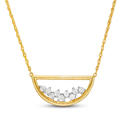 0.2 CT. T.W. Natural Diamond Scatter Open Half Circle Necklace in 10K Yellow Gold
