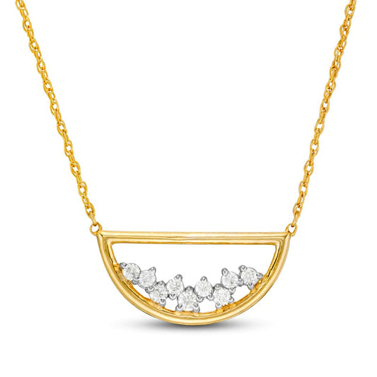 0.2 CT. T.W. Natural Diamond Scatter Open Half Circle Necklace in 10K Yellow Gold