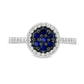 Blue Sapphire and 0.20 CT. T.W. Natural Diamond Composite Frame Ring in Solid 14K White Gold