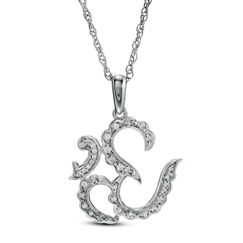 0.13 CT. T.W. Natural Diamond Scalloped Om Symbol Pendant in Sterling Silver