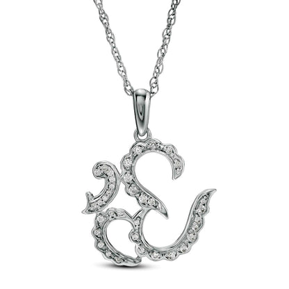 0.13 CT. T.W. Natural Diamond Scalloped Om Symbol Pendant in Sterling Silver