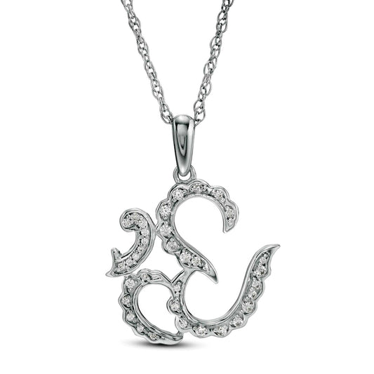 0.13 CT. T.W. Natural Diamond Scalloped Om Symbol Pendant in Sterling Silver