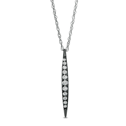 0.25 CT. T.W. Natural Diamond Elongated Marquise Bar Pendant in Sterling Silver and Black Rhodium