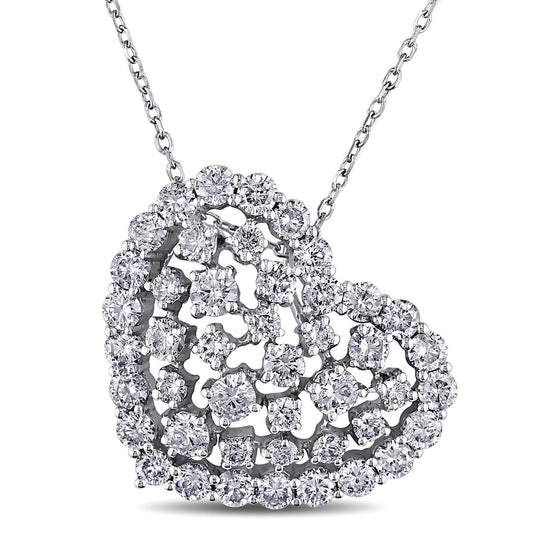 2 CT. T.W. Natural Diamond Scattered Tilted Heart Pendant in 14K White Gold (H/SI2)
