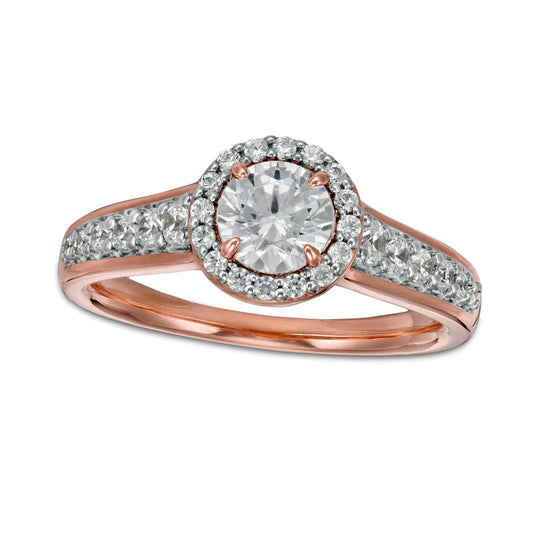 1.0 CT. T.W. Natural Diamond Frame Engagement Ring in Solid 14K Rose Gold