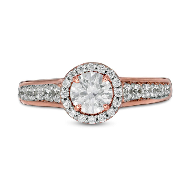 1.0 CT. T.W. Natural Diamond Frame Engagement Ring in Solid 14K Rose Gold
