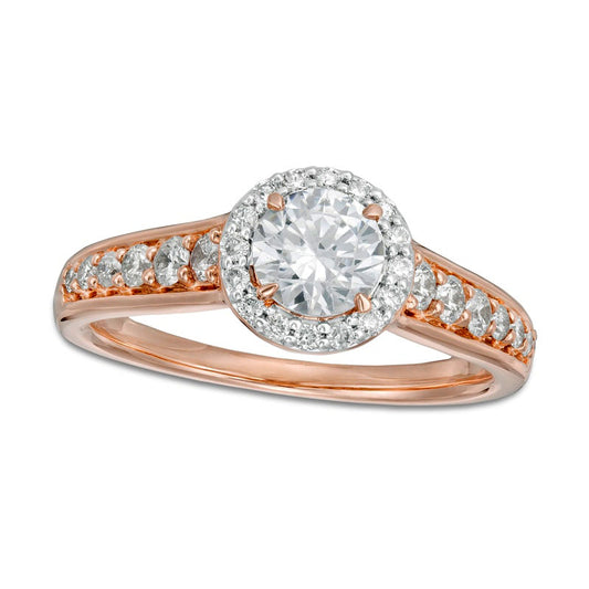 1.0 CT. T.W. Natural Diamond Frame Engagement Ring in Solid 14K Rose Gold with White Rhodium