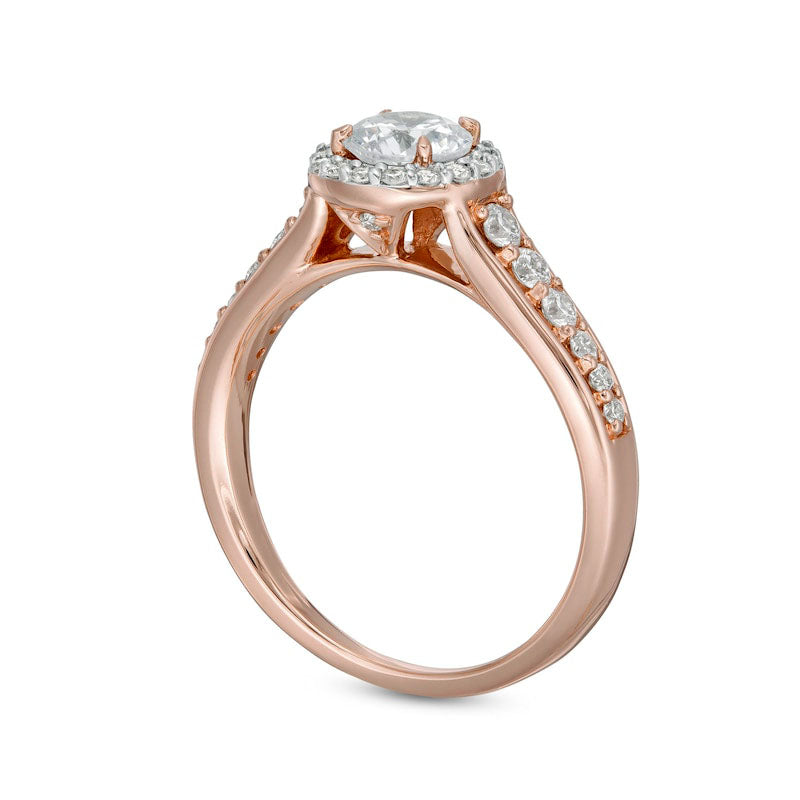 1.0 CT. T.W. Natural Diamond Frame Engagement Ring in Solid 14K Rose Gold with White Rhodium