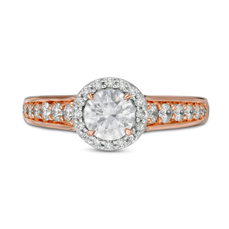 1.0 CT. T.W. Natural Diamond Frame Engagement Ring in Solid 14K Rose Gold with White Rhodium