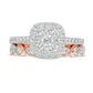 1.0 CT. T.W. Composite Cushion-Shaped Natural Diamond Art Deco Bridal Engagement Ring Set in Solid 10K Rose Gold