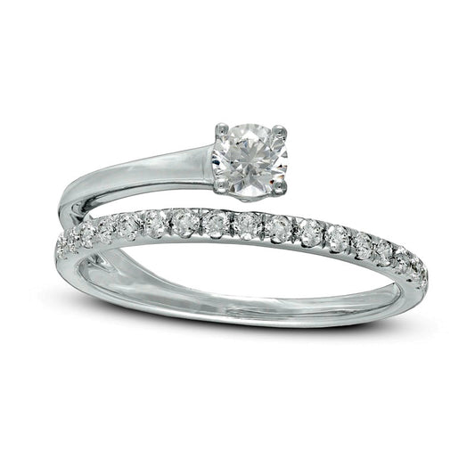 0.50 CT. T.W. Natural Clarity Enhanced Diamond Solitaire-Style Wrap Ring in Solid 10K White Gold
