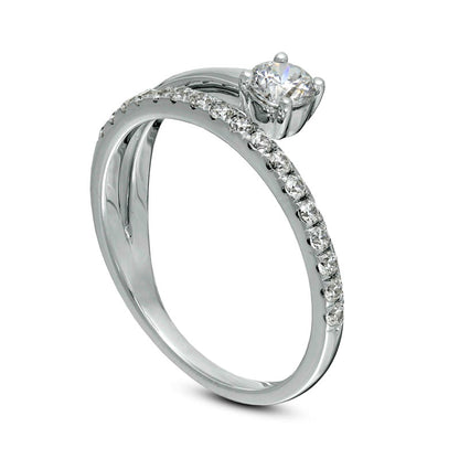 0.50 CT. T.W. Natural Clarity Enhanced Diamond Solitaire-Style Wrap Ring in Solid 10K White Gold