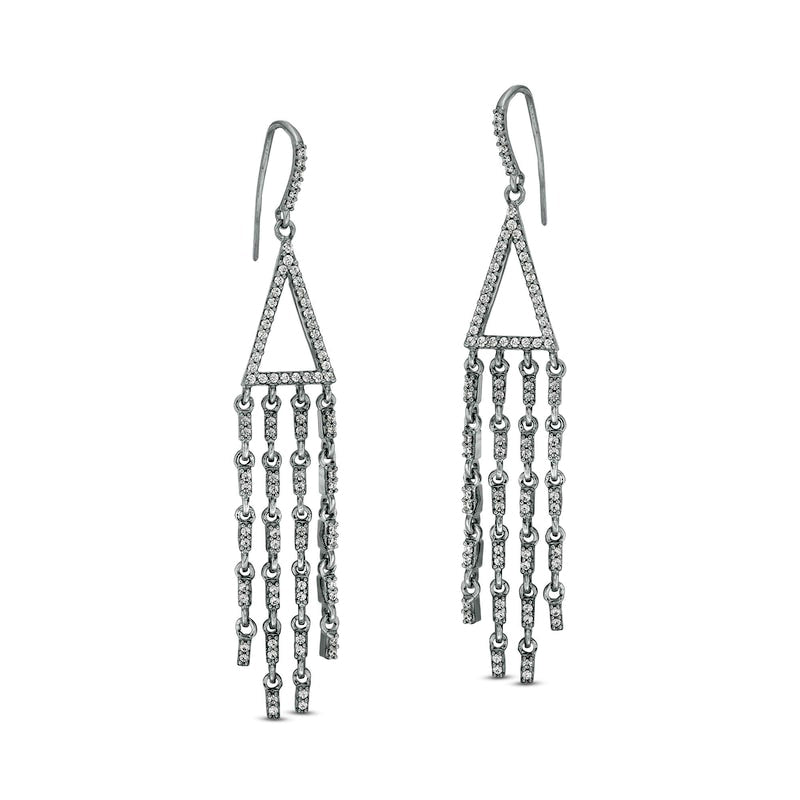 0.63 CT. T.W. Diamond Triangle Chandelier Drop Earrings in 10K White Gold