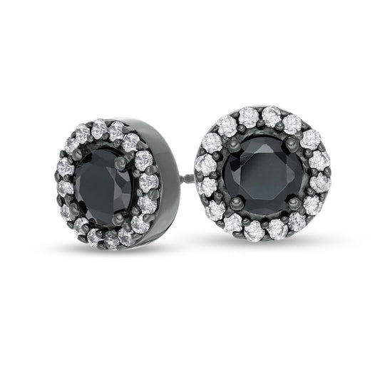 2.63 CT. T.W. Enhanced Black and White Diamond Frame Stud Earrings in 10K White Gold with Black Rhodium