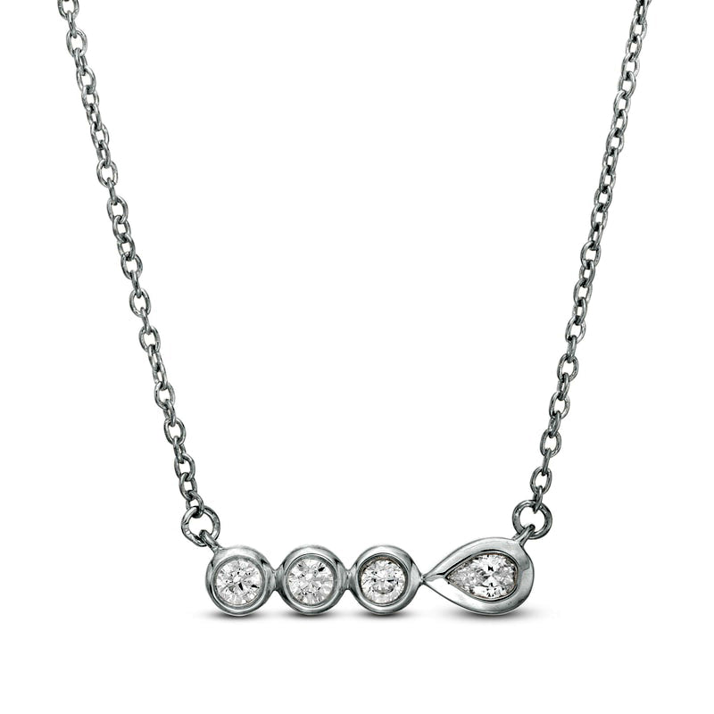 0.17 CT. T.W. Pear-Shaped Natural Diamond Bezel-Set Necklace in 10K White Gold