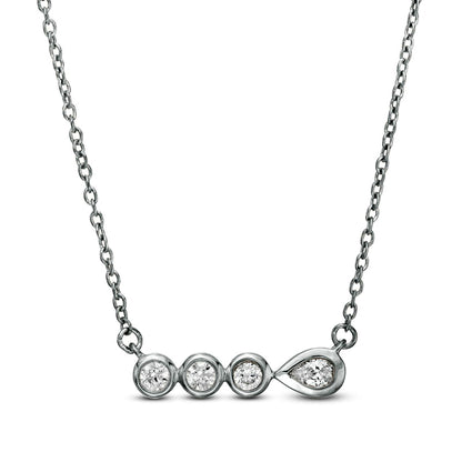 0.17 CT. T.W. Pear-Shaped Natural Diamond Bezel-Set Necklace in 10K White Gold