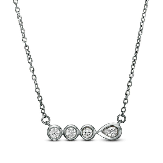 0.17 CT. T.W. Pear-Shaped Natural Diamond Bezel-Set Necklace in 10K White Gold