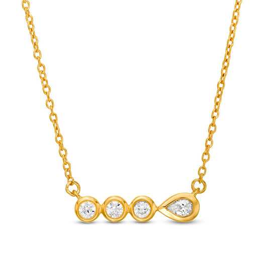 0.17 CT. T.W. Pear-Shaped Natural Diamond Bezel-Set Necklace in 10K Yellow Gold
