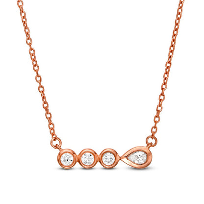 0.17 CT. T.W. Pear-Shaped Natural Diamond Bezel-Set Necklace in 10K Rose Gold