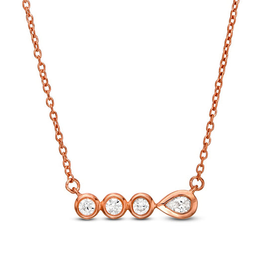 0.17 CT. T.W. Pear-Shaped Natural Diamond Bezel-Set Necklace in 10K Rose Gold