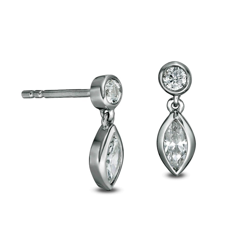 0.33 CT. T.W. Marquise Diamond Bezel-Set Drop Earrings in 10K White Gold