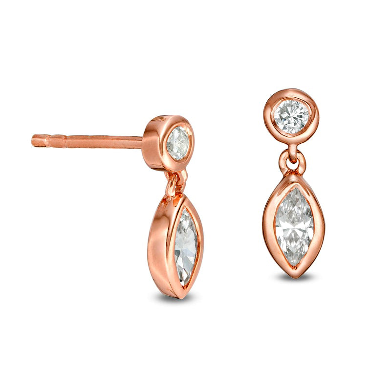 0.33 CT. T.W. Marquise Diamond Bezel-Set Drop Earrings in 10K Rose Gold