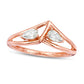 0.33 CT. T.W. Pear-Shaped Natural Diamond Double Loop Chevron Ring in Solid 10K Rose Gold